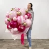 малиновый букет гигант с гипсофилой